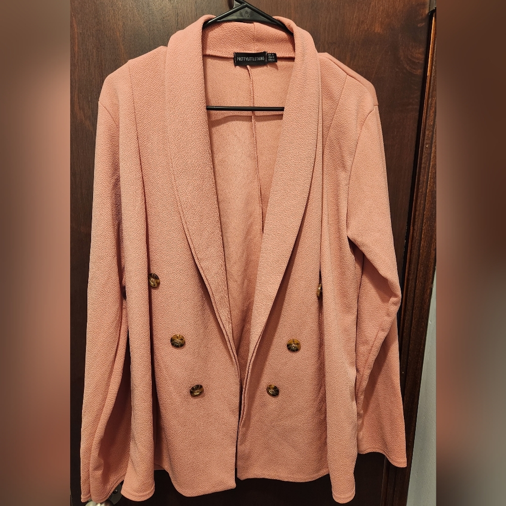 Pretty Little Things Oversized Open Blazer Size 10 Womens Pink, / Mauve